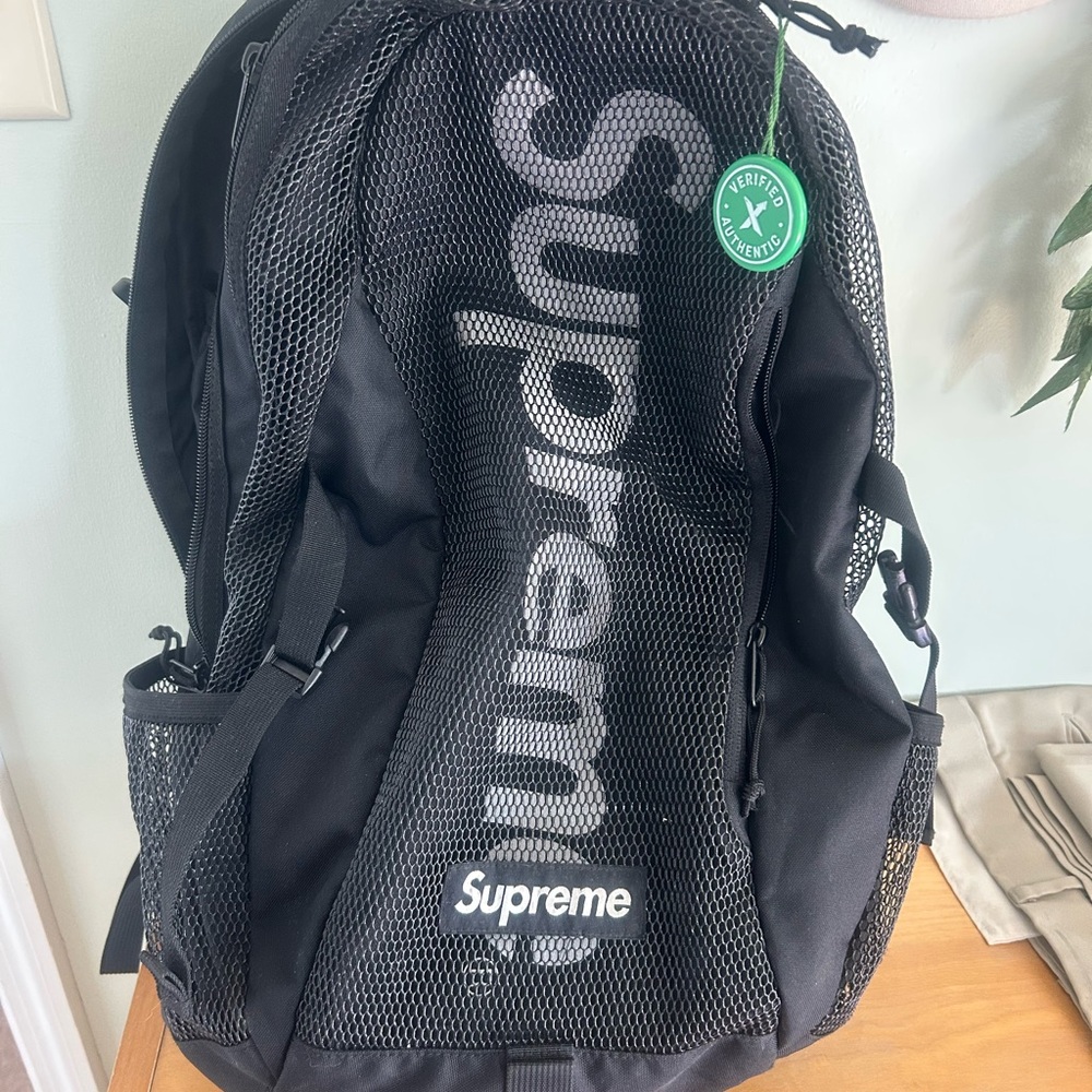 Supreme Black Reflective Backpack Durable Design - image 1